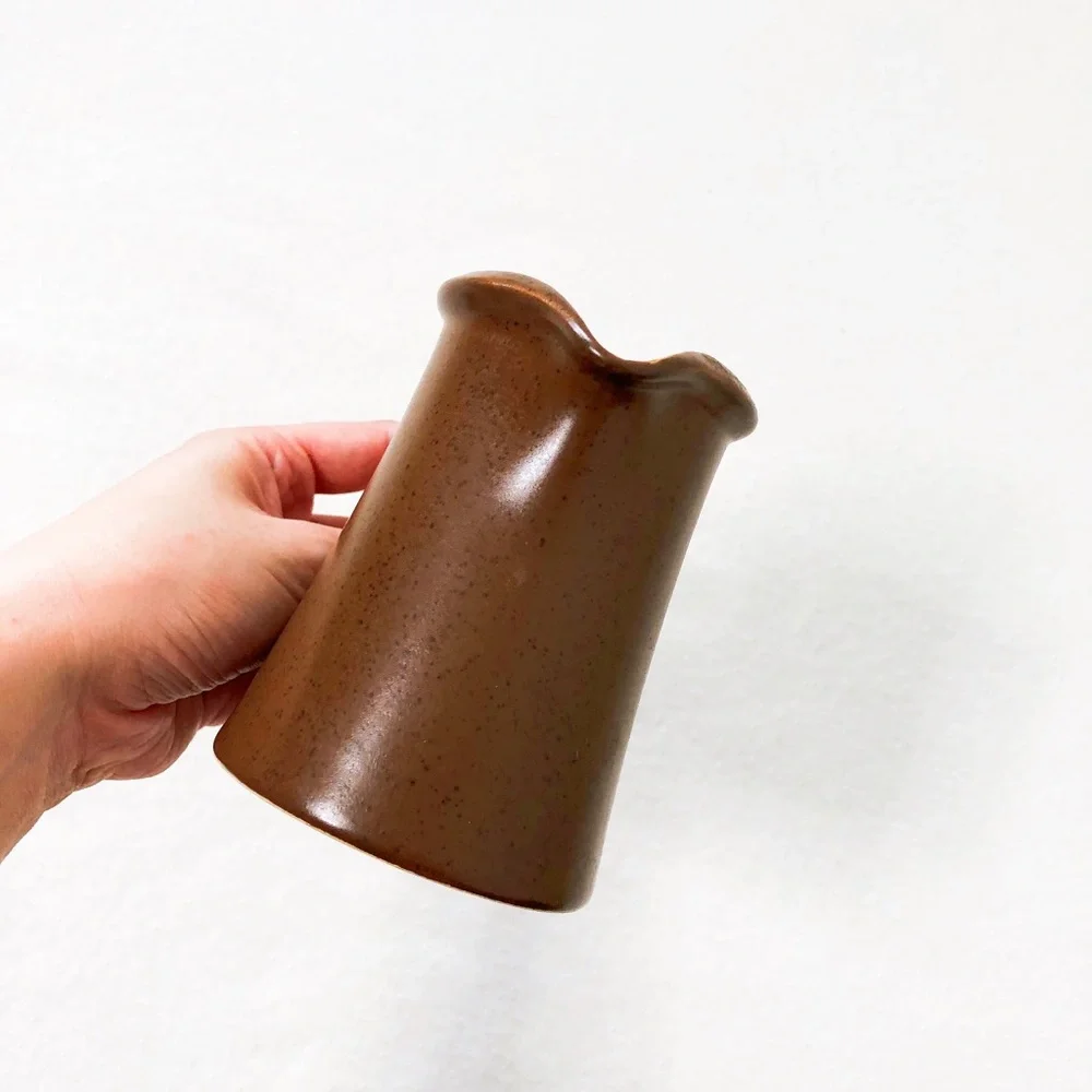 4/$22 Vintage Brown Speckle Mocha Stoneware Creamer Oven Table Dishwasher Safe - Picture 3 of 8